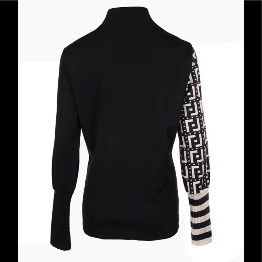 🎉New Modern Sexy Geometric Print Zipper One Shoulder Sleeve Top - Picture 5 of 10